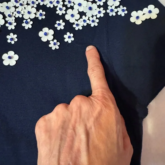 Tory Burch Black Top with White Floral Accents - Picture 8 of 14